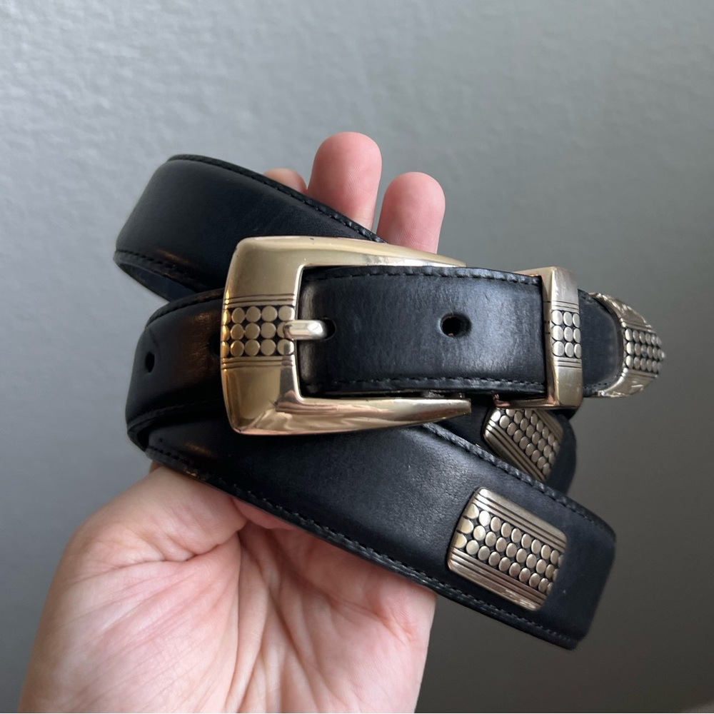 Onyx by Brighton Mens Western Style Belt Black With Silver Size 44